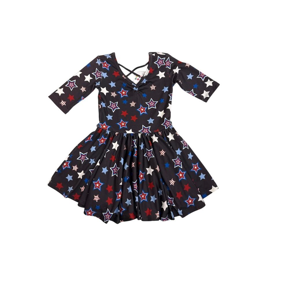 NWT Dot Dot Smile Gray Star Print Twirl Dress Size Youth Girl's 2T NWT